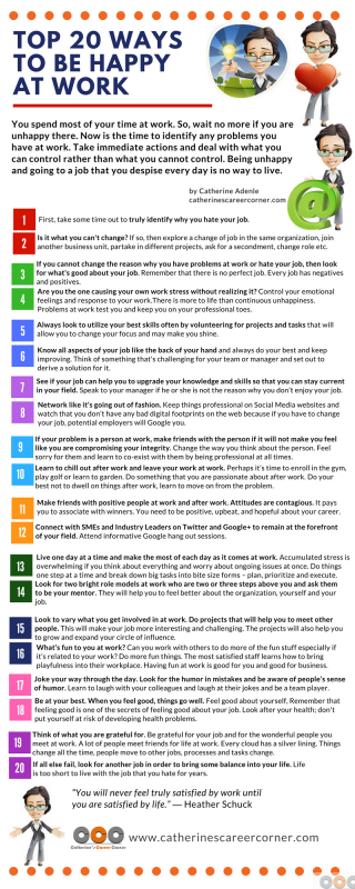 Problem at work? Top 20 Ways to be happy at work.